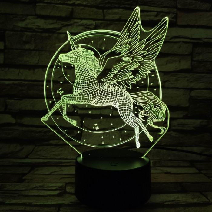 Pegazus szárnyalása 7 színű 3D led lámpa