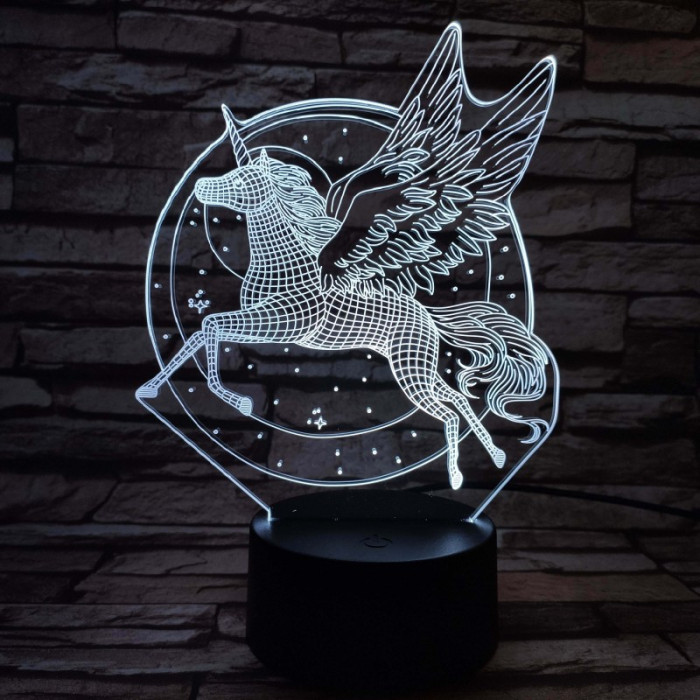 Pegazus szárnyalása 7 színű 3D led lámpa