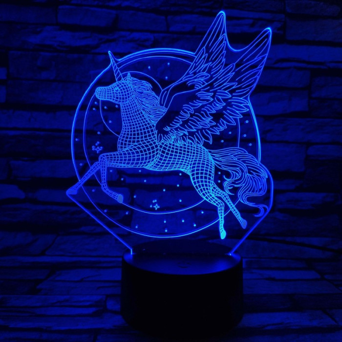 Pegazus szárnyalása 7 színű 3D led lámpa