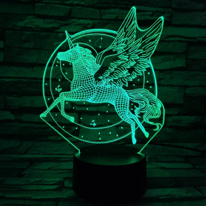 Pegazus szárnyalása 7 színű 3D led lámpa