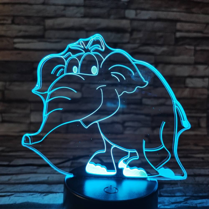 Elefánt bébi 2 7 színű 3D led lámpa
