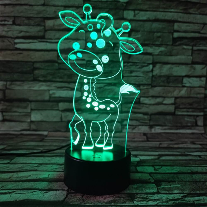 Zsiráf Bébi 2 7 színű 3D led lámpa