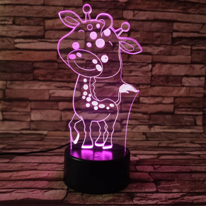 Zsiráf Bébi 2 7 színű 3D led lámpa