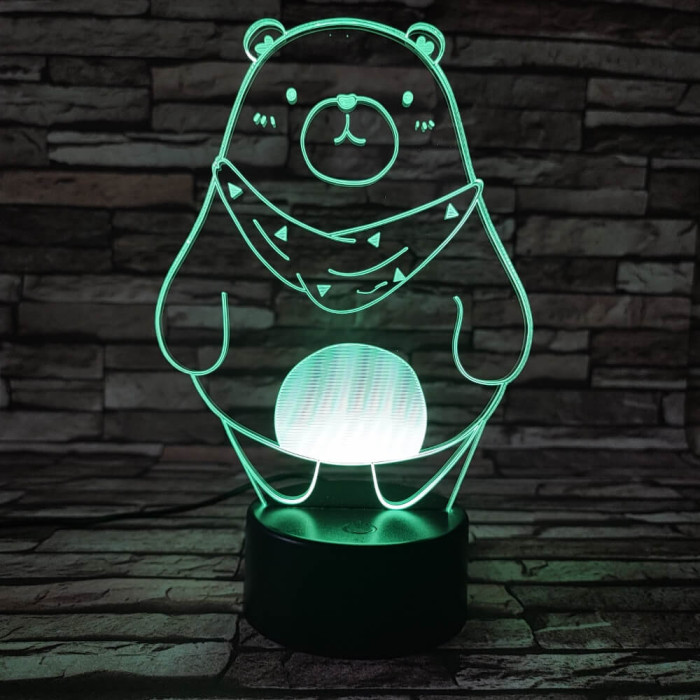 Medve szereti a hasát 7 színű 3D led lámpa