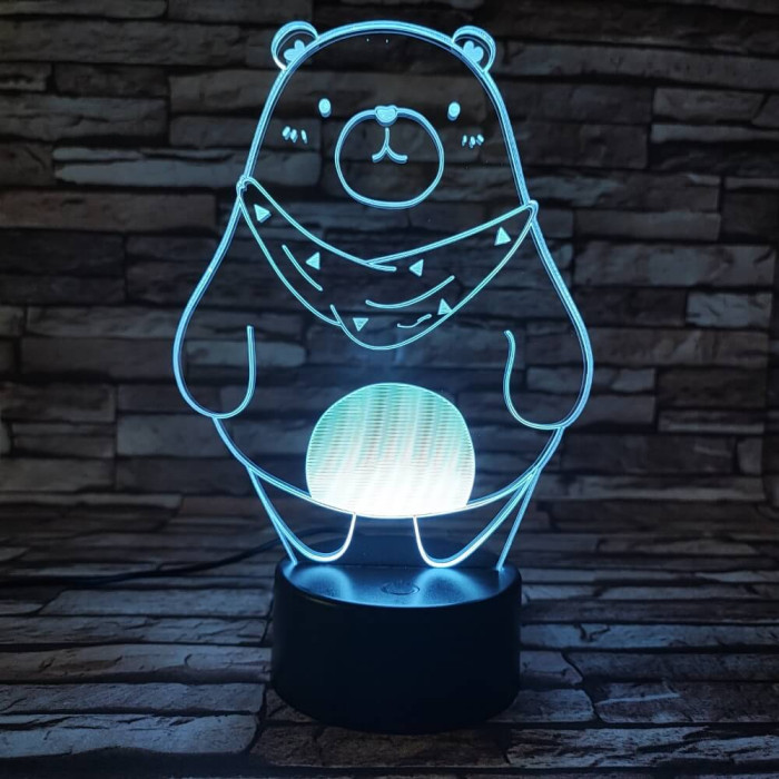 Medve szereti a hasát 7 színű 3D led lámpa