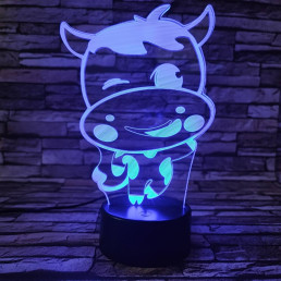 Tehén 2 7 színű 3D led lámpa