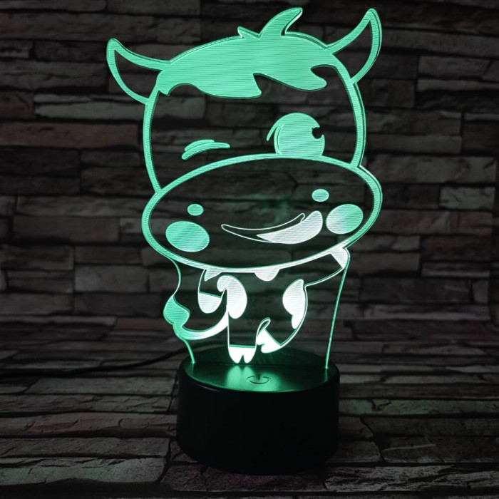 Tehén 2 7 színű 3D led lámpa