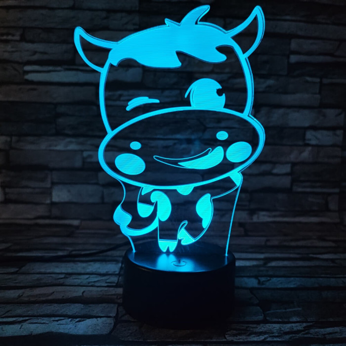 Tehén 2 7 színű 3D led lámpa