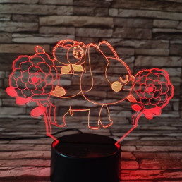 Cica és a virágok 3D led lámpa