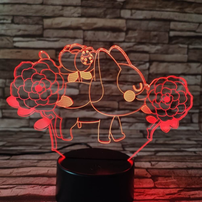 Cica és a virágok 3D led lámpa