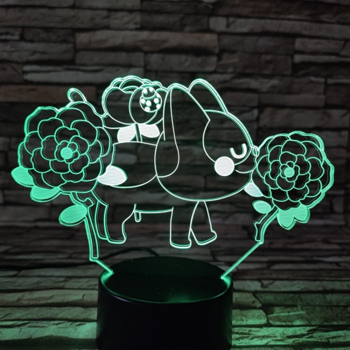 Cica és a virágok 3D led lámpa
