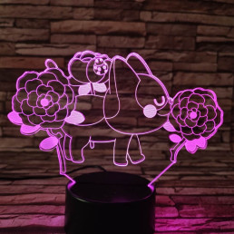 Cica és a virágok 3D led lámpa