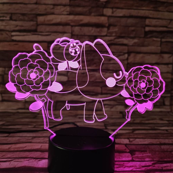Cica és a virágok 3D led lámpa