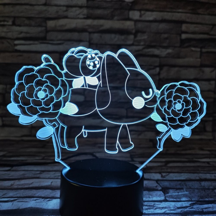 Cica és a virágok 3D led lámpa
