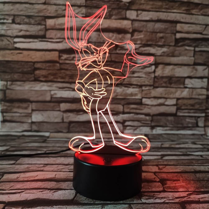 Nyuszi Tapsi Hapsi  7 színű 3D led lámpa