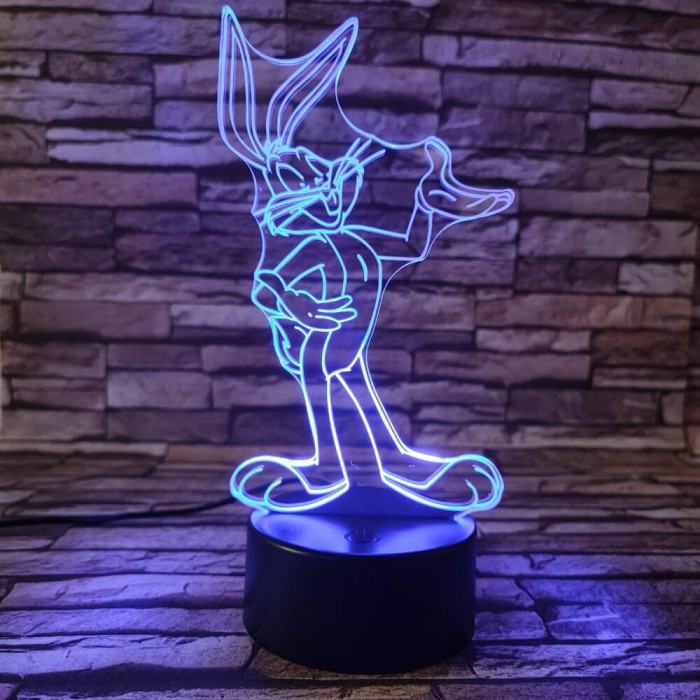 Nyuszi Tapsi Hapsi  7 színű 3D led lámpa