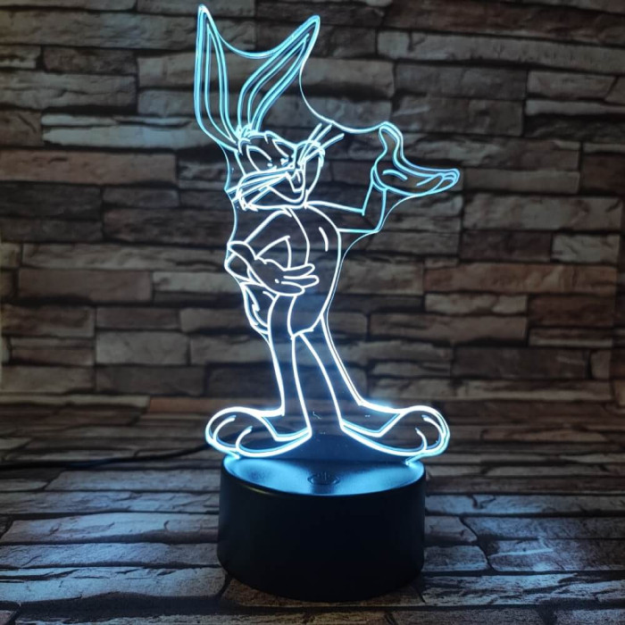 Nyuszi Tapsi Hapsi  7 színű 3D led lámpa