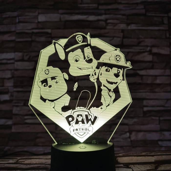 Mancs őrjárat csapat 7 színű 3D led lámpa