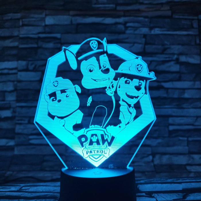 Mancs őrjárat csapat 7 színű 3D led lámpa