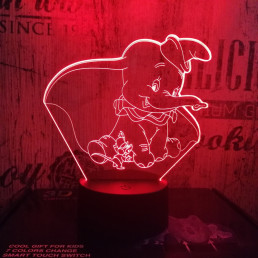 Bébi elefánt & kisegér 7 színű 3D led lámpa
