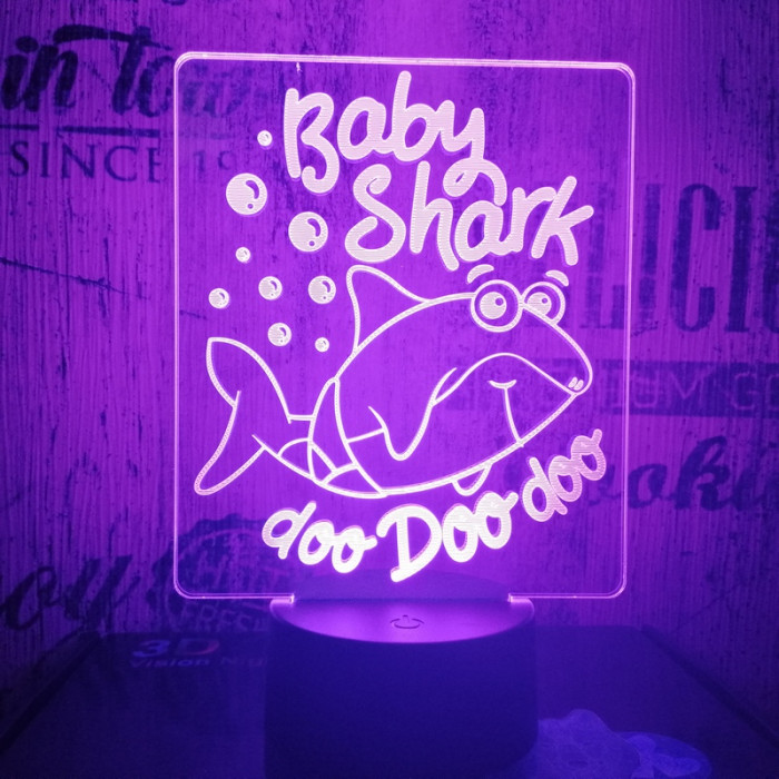 Bébi cápa 7 színű 3D led lámpa