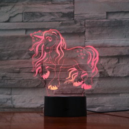 Unikornis Csillagos 7 színű 3D led lámpa
