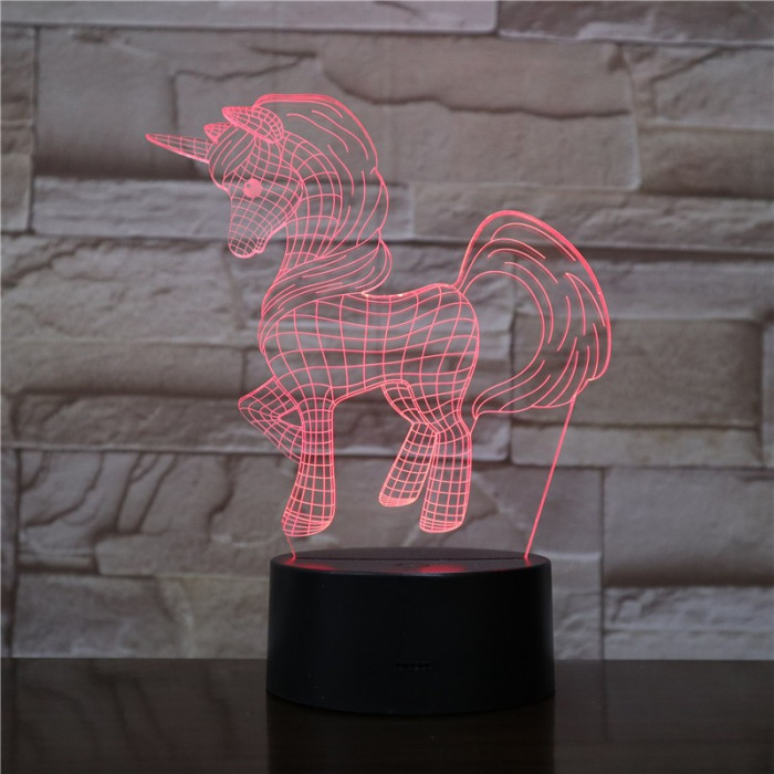 Unikornis Kicsi 7 színű 3D led lámpa