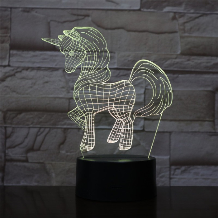 Unikornis Kicsi 7 színű 3D led lámpa