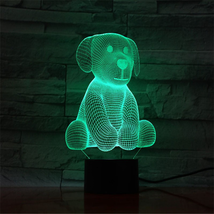 Ülő Kutya 7 színű 3D led lámpa