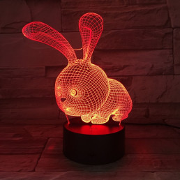 Nyuszi 2 7 színű  3D led lámpa