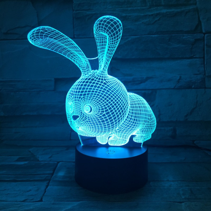 Nyuszi 2 7 színű  3D led lámpa