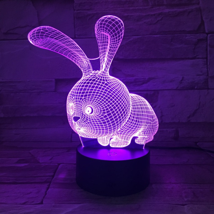 Nyuszi 2 7 színű  3D led lámpa