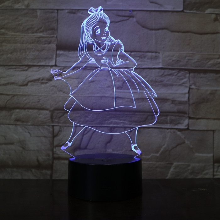 Hamupipőke  7 színű 3D led lámpa