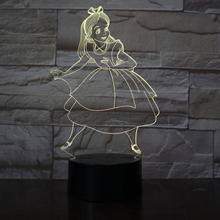 Hamupipőke  7 színű 3D led lámpa