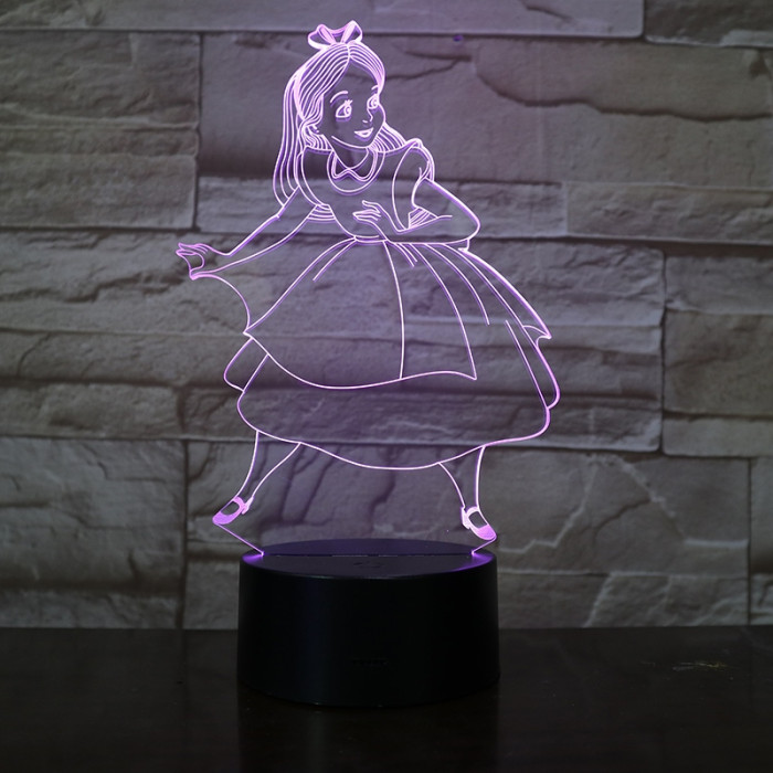 Hamupipőke  7 színű 3D led lámpa