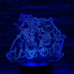 Maci és társai 7 színű 3D led lámpa