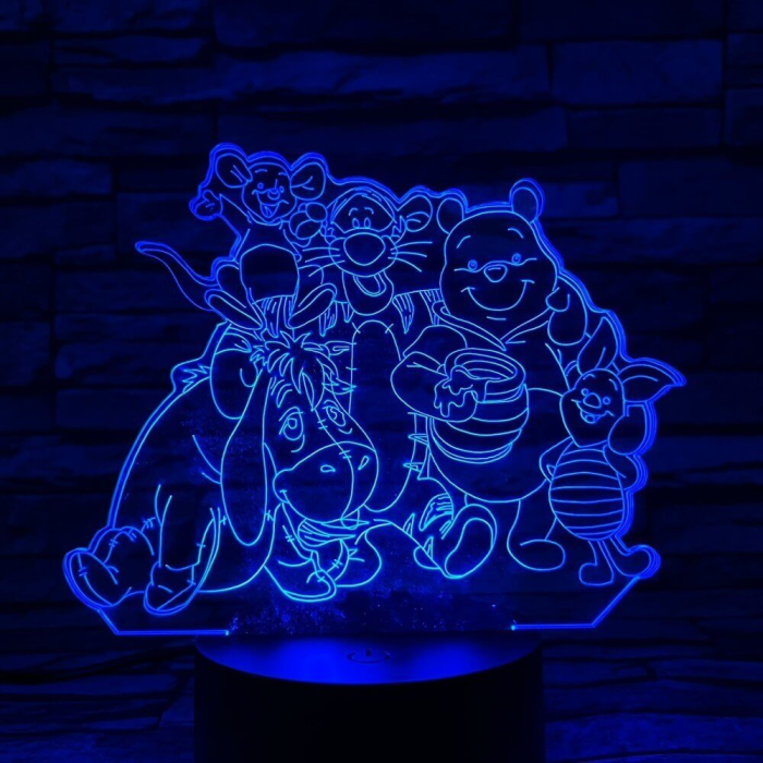 Maci és társai 7 színű 3D led lámpa