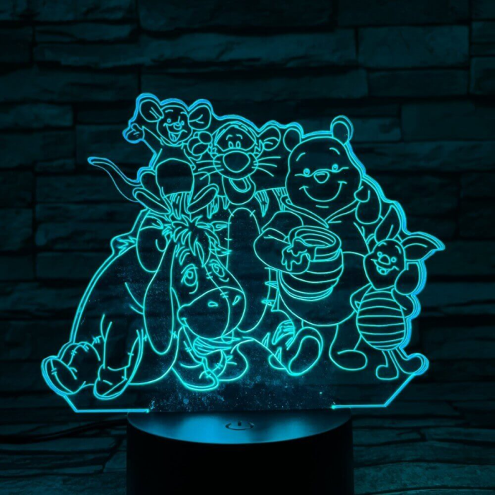 Maci és társai 7 színű 3D led lámpa