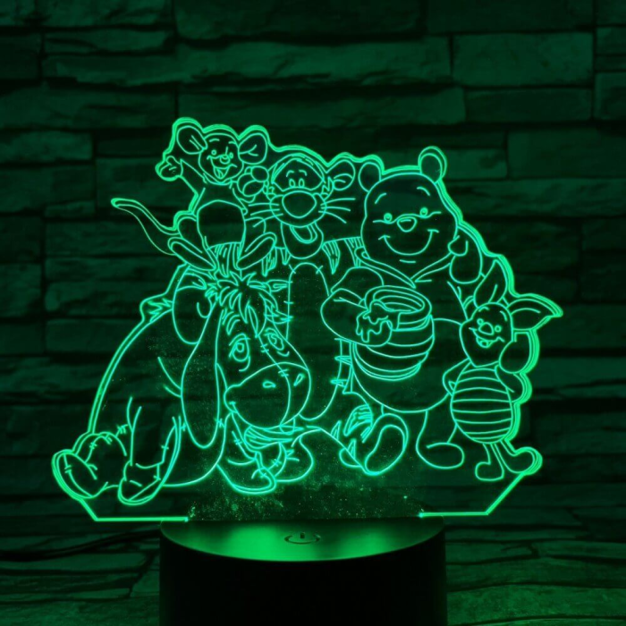 Maci és társai 7 színű 3D led lámpa