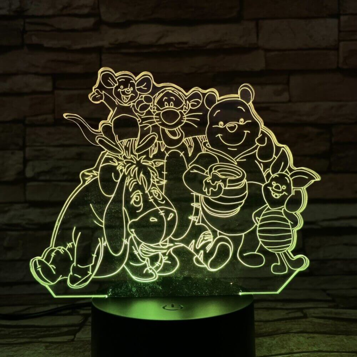 Maci és társai 7 színű 3D led lámpa