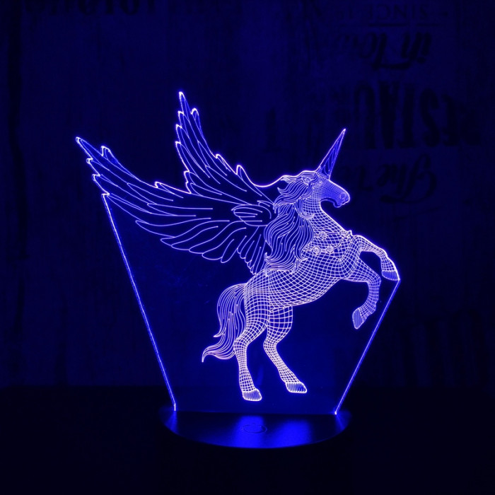 Nagy pegazus  7 színű  3D led lámpa