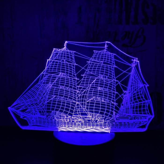 Hajó 7 színű 3D led lámpa