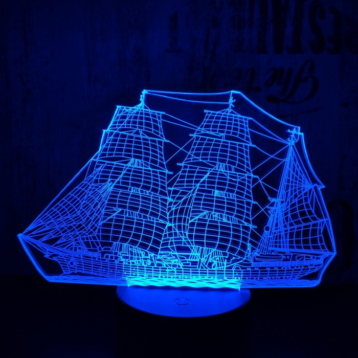 Hajó 7 színű 3D led lámpa