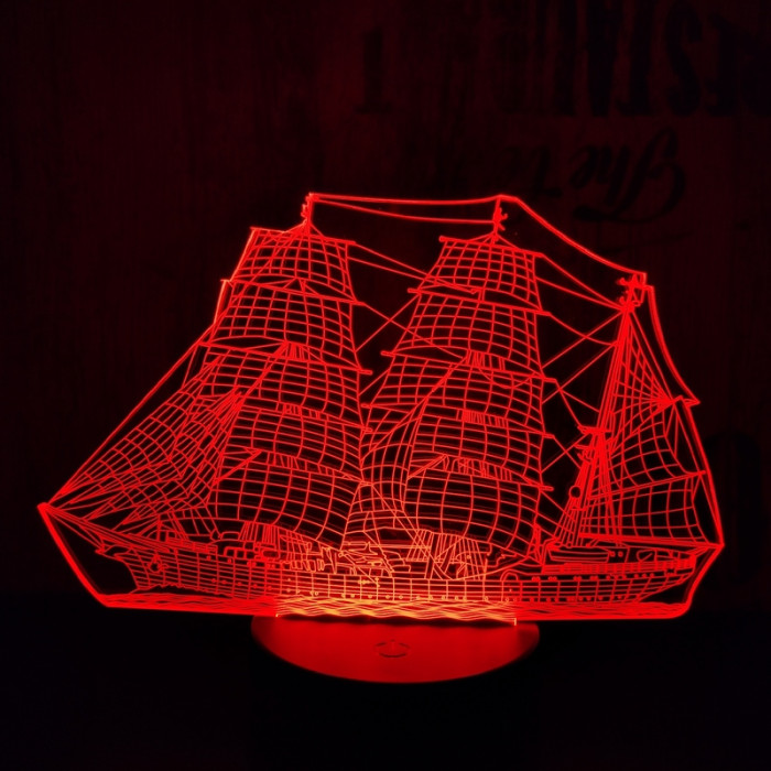 Hajó 7 színű 3D led lámpa