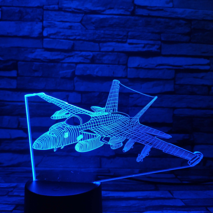 Vadász repülő 7 színű 3D led lámpa