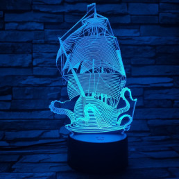 Hajó Kraken 3D led lámpa