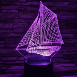 Vitorlás hajó 7 színű 3D led lámpa