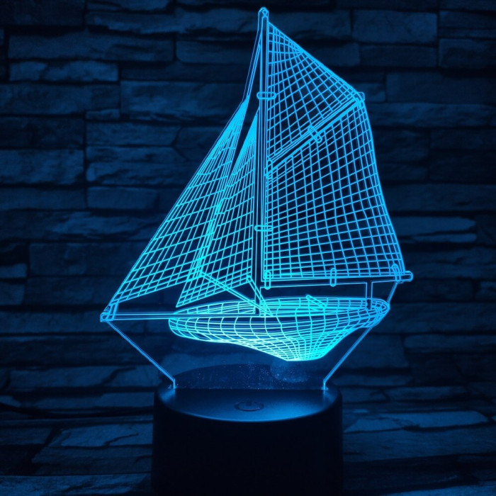 Vitorlás hajó 7 színű 3D led lámpa