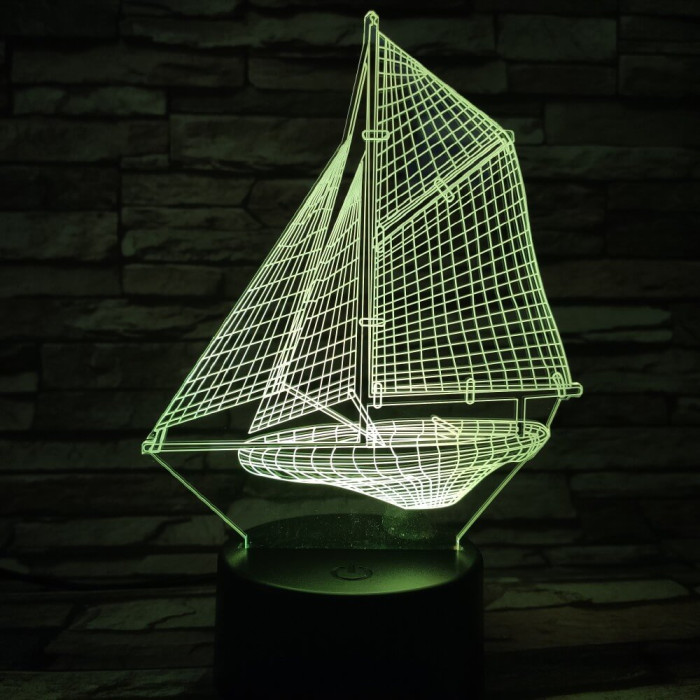 Vitorlás hajó 7 színű 3D led lámpa