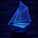 Vitorlás hajó 7 színű 3D led lámpa
